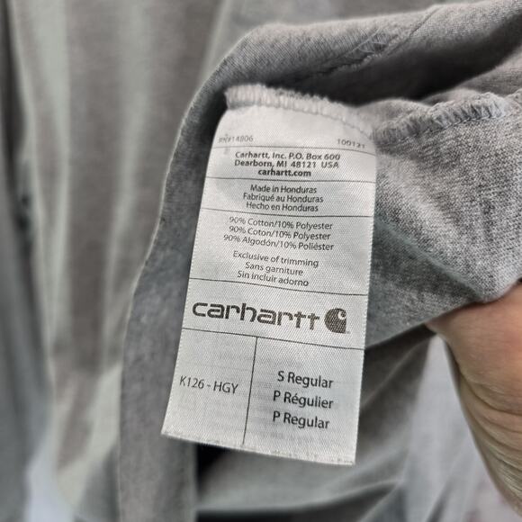 Carhartt T Shirt Mens Small Grey Pocket Tee Long Sleeve Original Fit Mercedes - Picture 8 of 13